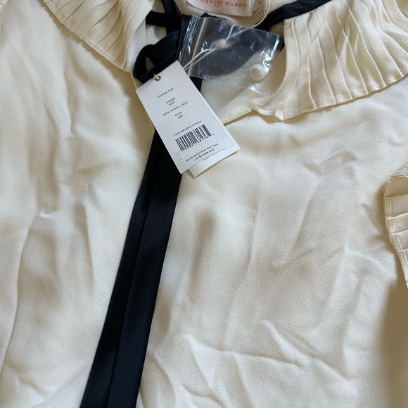 Tory Burch Diana bow pleated silk chiffon blouse - Picture 6 of 8
